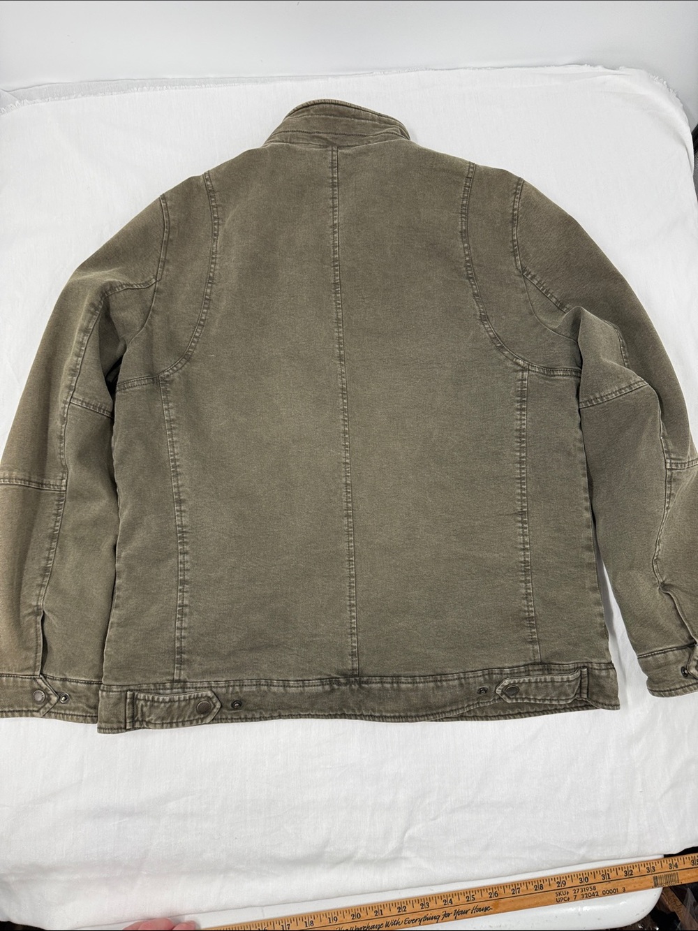Levi's Jacket Men's Large Olive Utility Trucker Jacket Stand Collar Lined - Picture 2 of 14